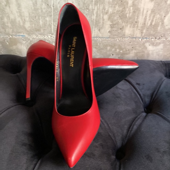 Saint Laurent  in Carmine red approx 5” stiletto - Picture 1 of 5